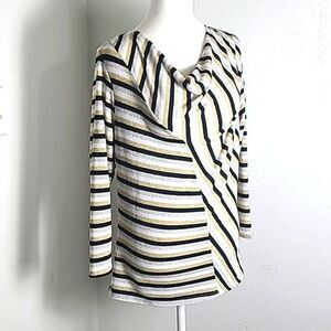 Ellen Tracy Glittery Asyemetrical Top with Cowl Neck, Size Medium